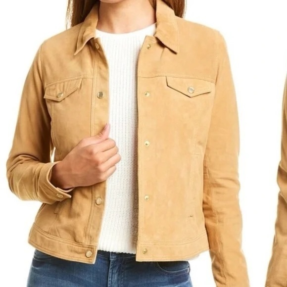 J. McLaughlin Oakley Jacket 100% Goat Suede Pockets Gold Buttons Size XS - Picture 1 of 10